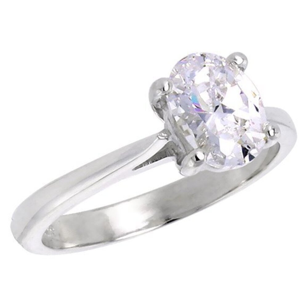 1.25CT Oval cut CZ Solitaire Engagement Ring